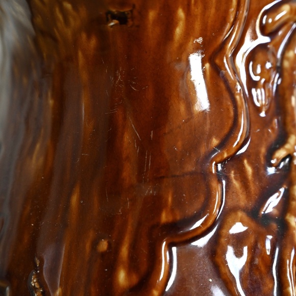 Large Antique Rockingham Pottery Pitcher w/ Angel Playing Harp - Picture 7 of 16